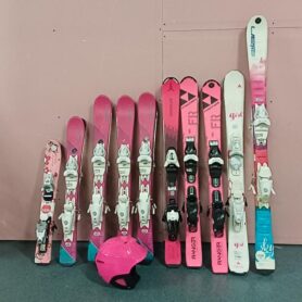 Pakiet Hurtowy – narty używane junior Elan/Fischer pink mix – 10 szt. (P02683)